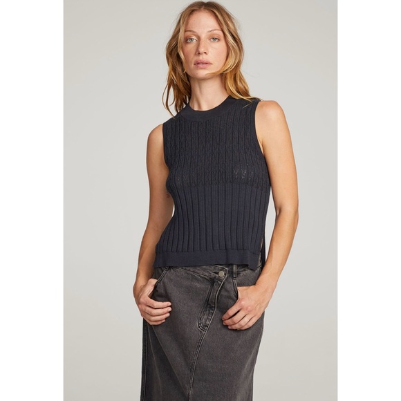 Chaser Tops - Chaser Cody Licorice Knit Tank Top